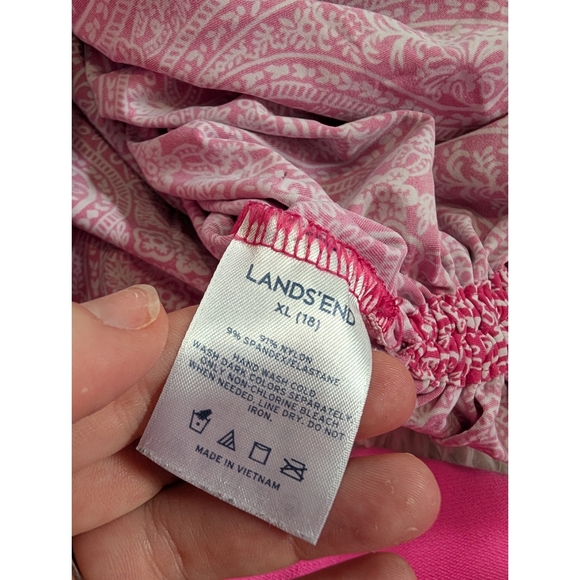 Lands' End Pink Paisley Print Flutter Sleeve Ruched Sides Women's Top Size XL - Picture 5 of 11